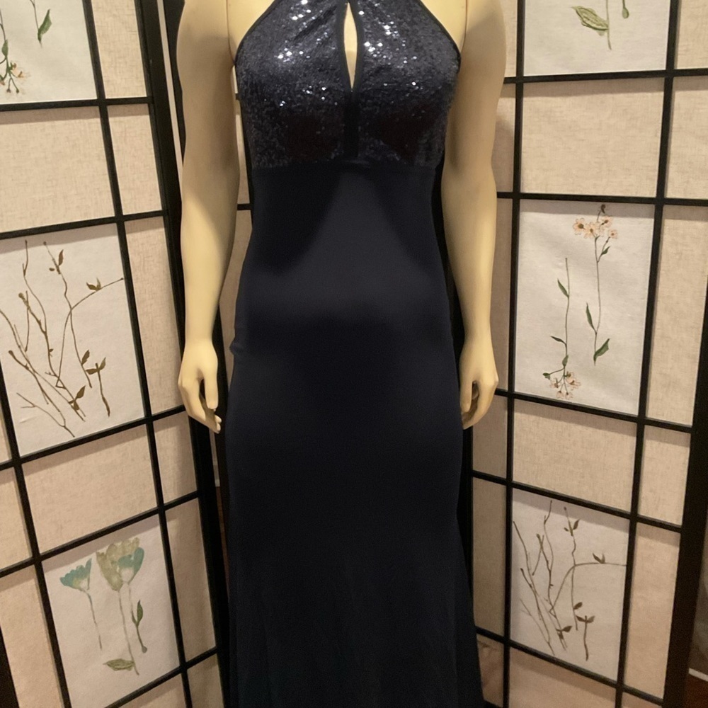 XSCAPE Halter Top Prom Dress with Sequins